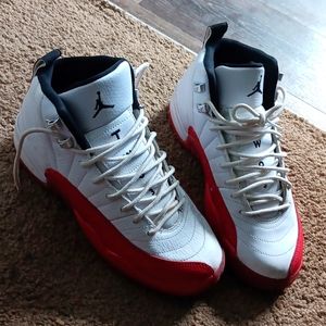 Jordan 12s, Red and White, Size 6